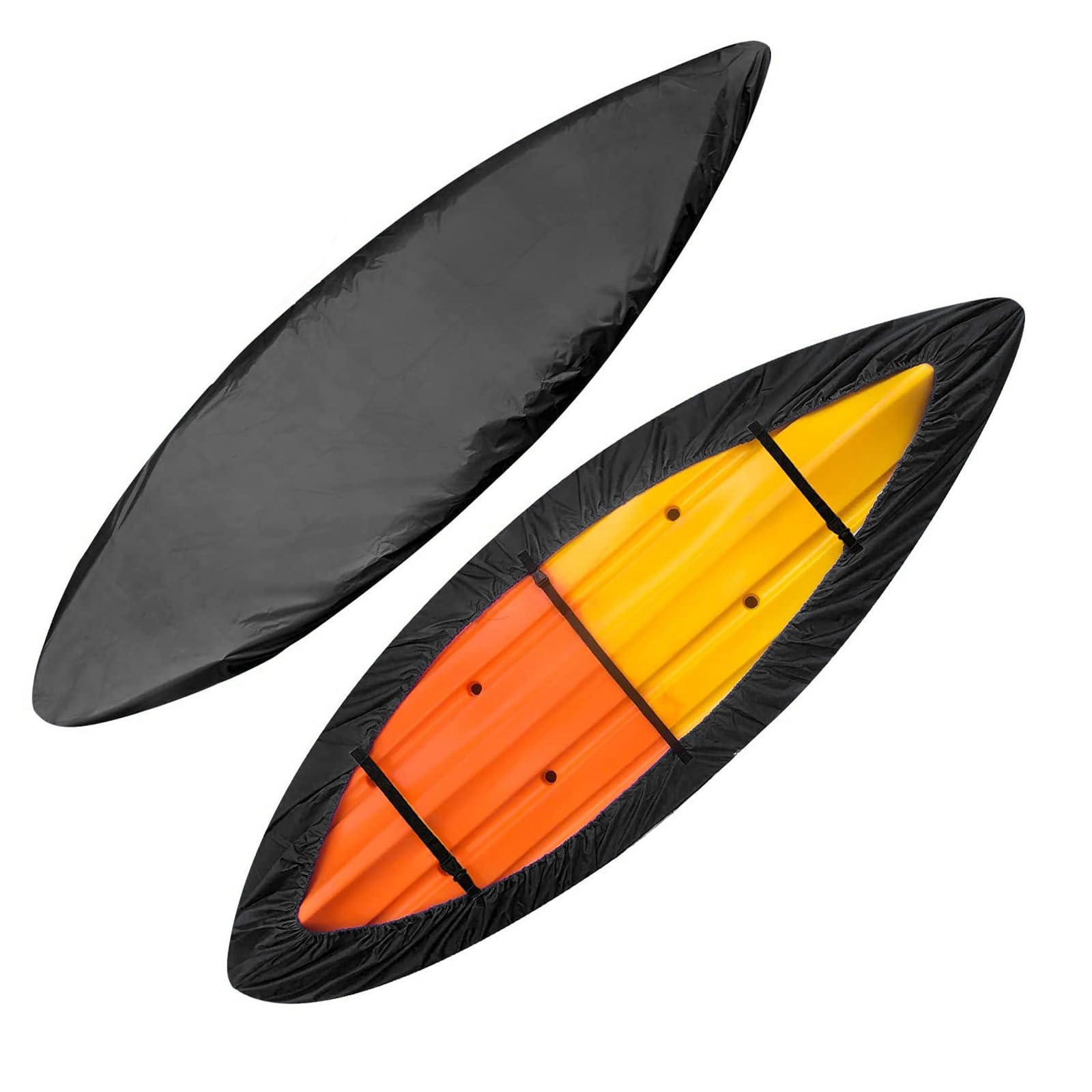 AMGJ Kanu Boot Abdeckplane 420D Oxford-Gewebe Wasserdicht und UV-beständig Kajak Abdeckung Staubschutzschild für Kanu-Boot(Schwarz),Fit 3.1m to 3.5m Kayak von AMGJ