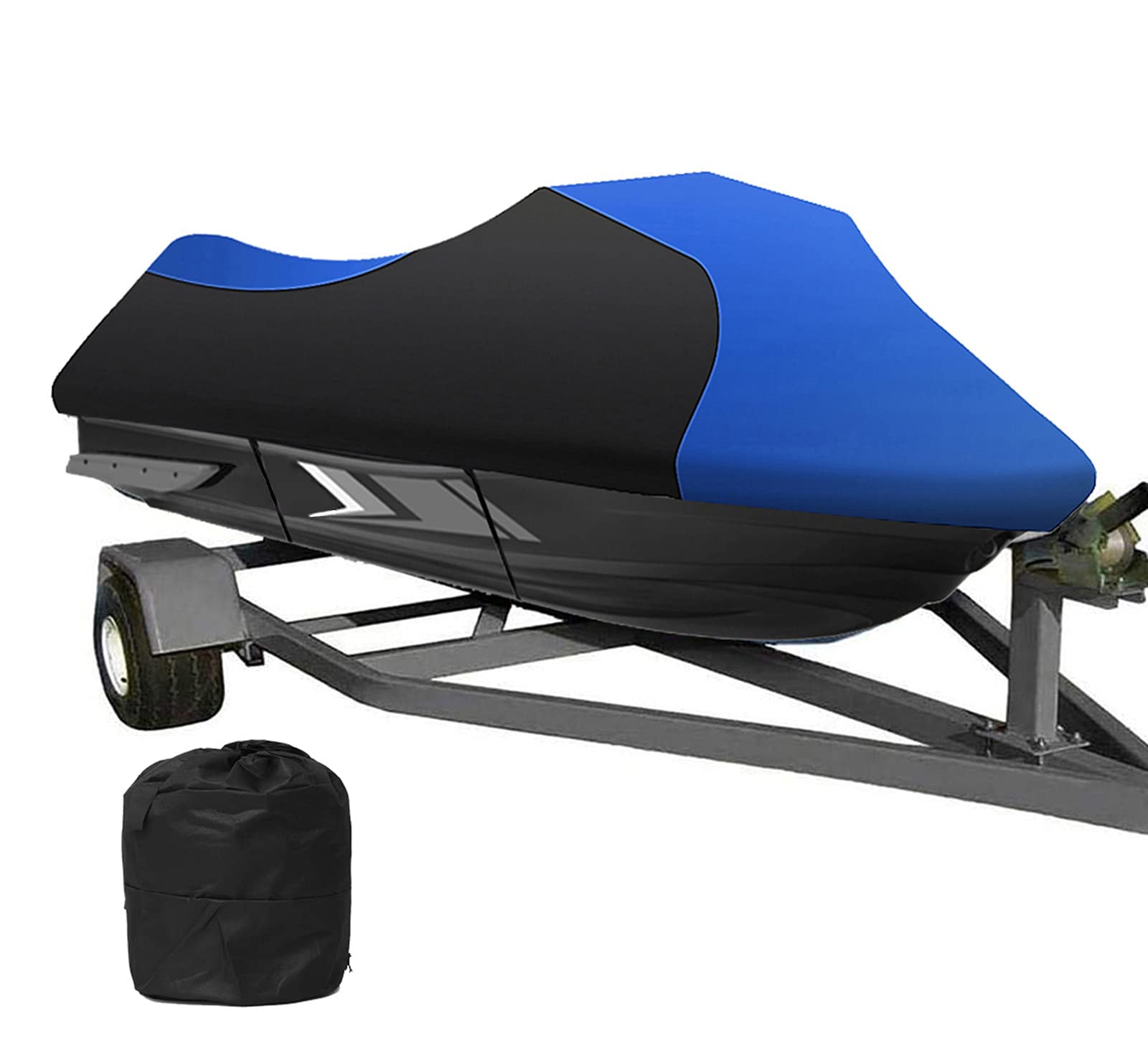 Jet Ski Abdeckung, 600D Wasserdicht Oxford-Tuch mit PVC-Beschichtung Motorbootabdeckung für 2-3 Sitze Jet Ski,Blue Black,L von AMGJ