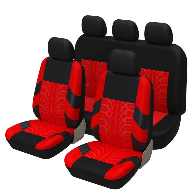 AMHIL Autositzbezüge für Toyota Hilux (AN120/AN130) 8.Gen 2015-2023, Passende Auto Schonbezüge, Sitzbezüge Sitzschoner, Fit Komplettset Autositzschoner Reifenschienen Autositzzubehör,G/Red von AMHIL