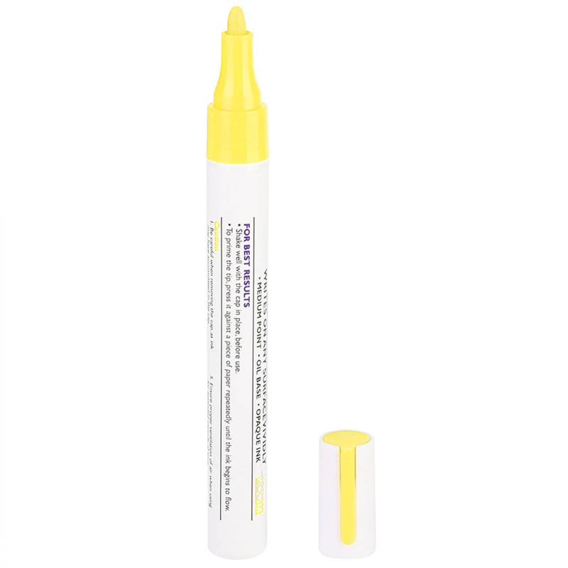 1 Stück Autolackstift, Lackstift, Wasserdicht, Professioneller Autobleistift, Reifenlackstift, Markierungsstifte, Weit Verbreitet für Gummi, Metall, Holz, Glas, Kunststoff, Karton (Gelb) von AMONIDA