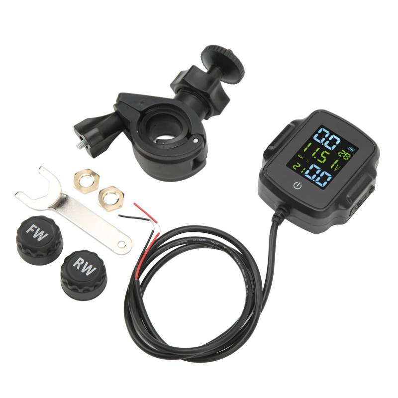 AMONIDA Moto TPMS, DC 12V Reifendruckkontrollsystem Langlebig Hohe Genauigkeit für Motorräder von AMONIDA