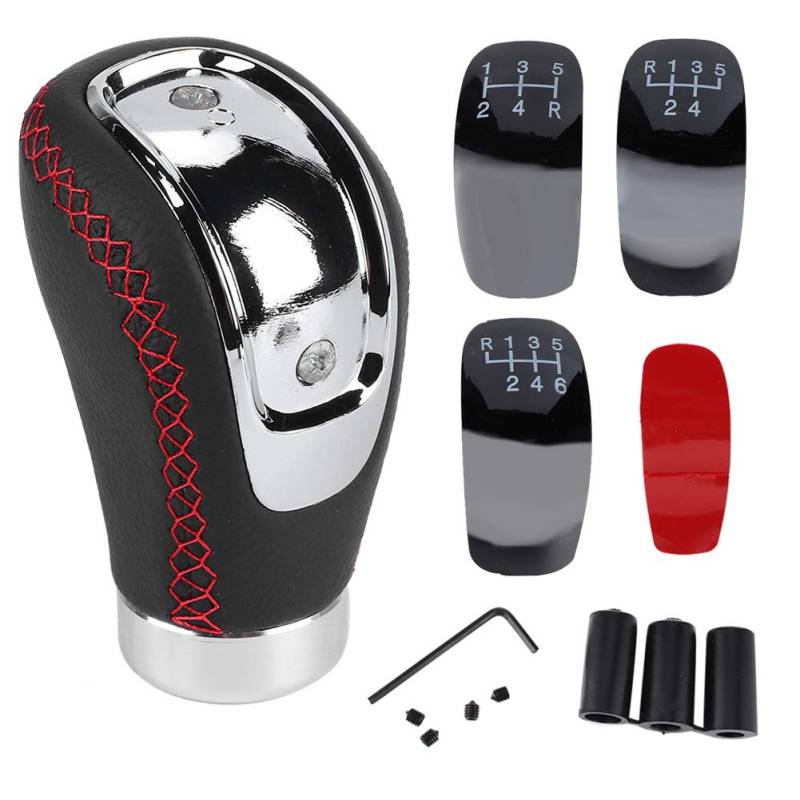 AMONIDA Schaltknauf, Universal Auto Schaltknauf Leder Handball Stick Kopf Schaltknauf für Auto (Schwarz) (Rot), AMONIDA2nc8pm0y3o-12 von AMONIDA