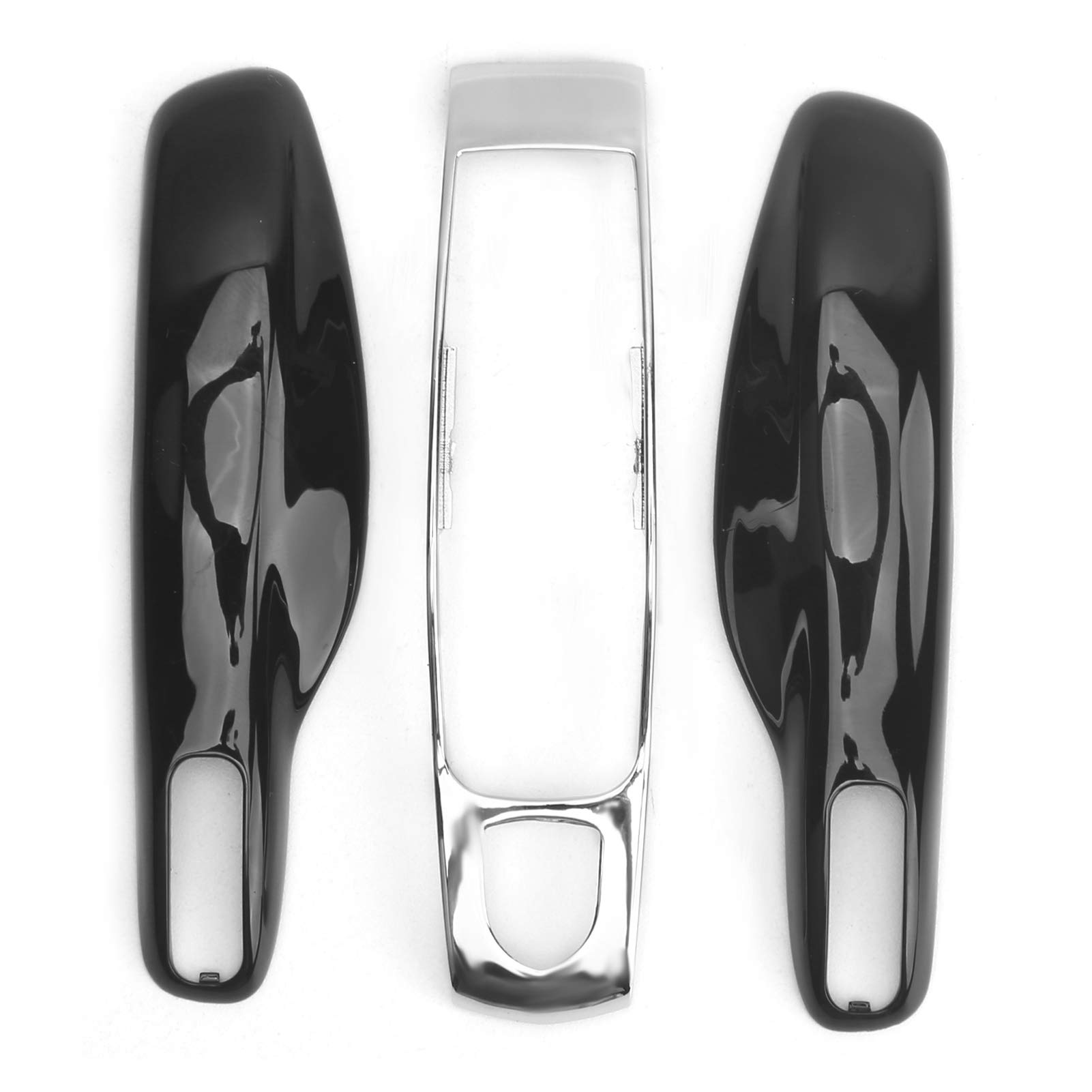 Autoschlüssel-Abdeckung, Auto-Fernbedienung, Schlüsselanhänger, Schutzhülle, Passend für Porsche 911 Panamera Macan Boxster (Backen schwarz + silberne Schale) von AMONIDA