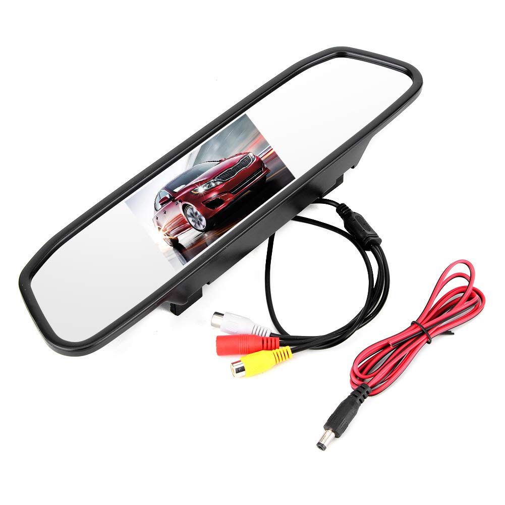 Rückspiegel-Kameramonitor, 4,3-Zoll-Auto-Rückspiegelmonitor HD-TFT-LCD-Bildschirm 2-Kanal-Videoeingang von AMONIDA