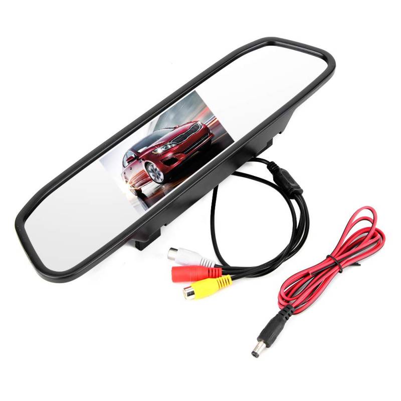 Rückspiegel-Kameramonitor, 4,3-Zoll-Auto-Rückspiegelmonitor HD-TFT-LCD-Bildschirm 2-Kanal-Videoeingang von AMONIDA