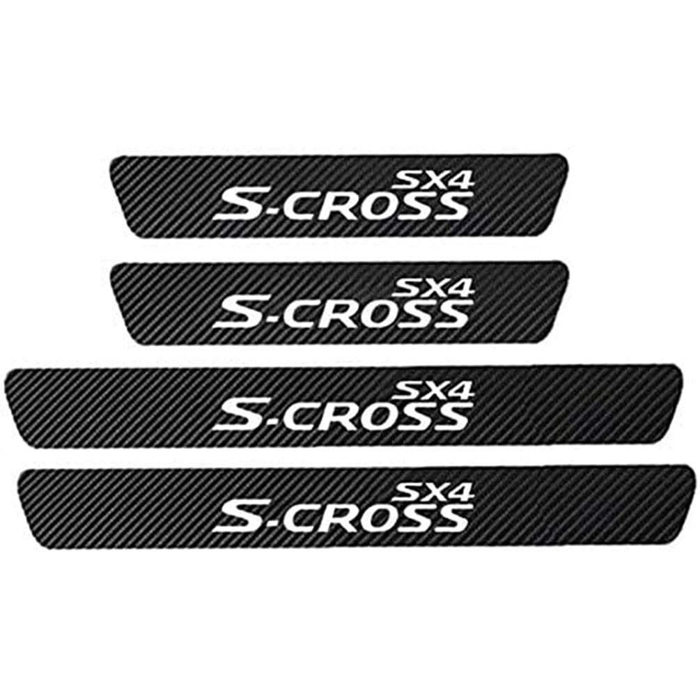 AMPTRV 4pcs Threshold Cover Protection Trim Einstiegsleisten & Türschweller für Suzuki SX4 S-Cross S Cross 2014-2021, 4D-Kohlefaser Kfz Anti-Kick Anti-Scratch Pedal Styling Dekoration Zubehör von AMPTRV