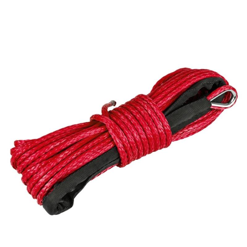 Abschleppseilgurt, 6 mm x 15 m Synthetisches Windenseil mit schwarzer Schutzhülle for ATV UTV Offroad-Bergeschlepptes Abschleppkabel für die Bergung im Gelände(6mmx15m red 1pcs) von AMRTTWY