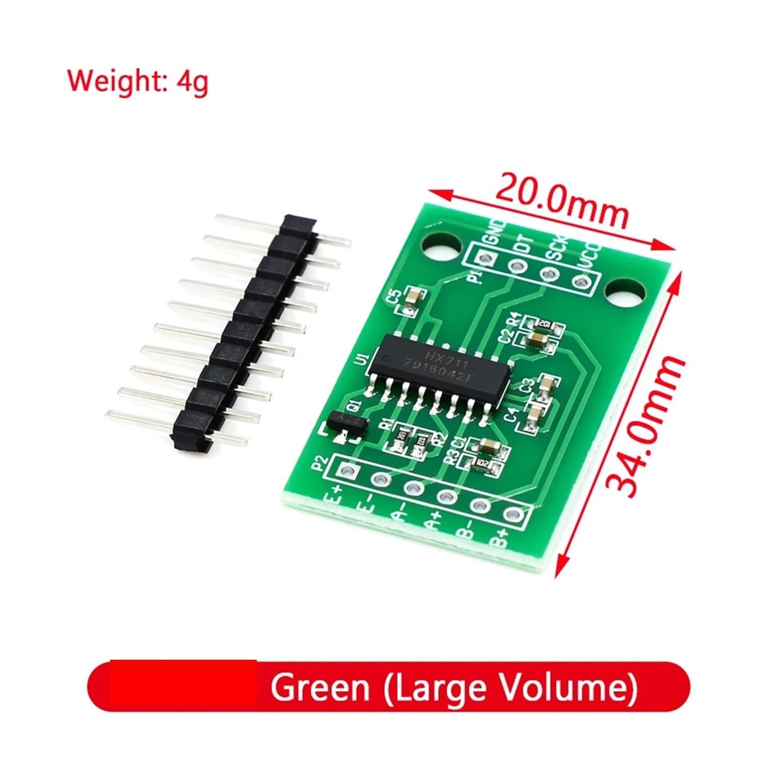 Lastsensor, Mini-Wägezellen-Gewichtssensormodul For Küchenwaage, Gepäckwaage, Digitalwaage, Schmuckwaage, Elektronischer Wiegesensor für Mischstation, Dosiermaschine(HX711 Green Big) von AMRTTWY