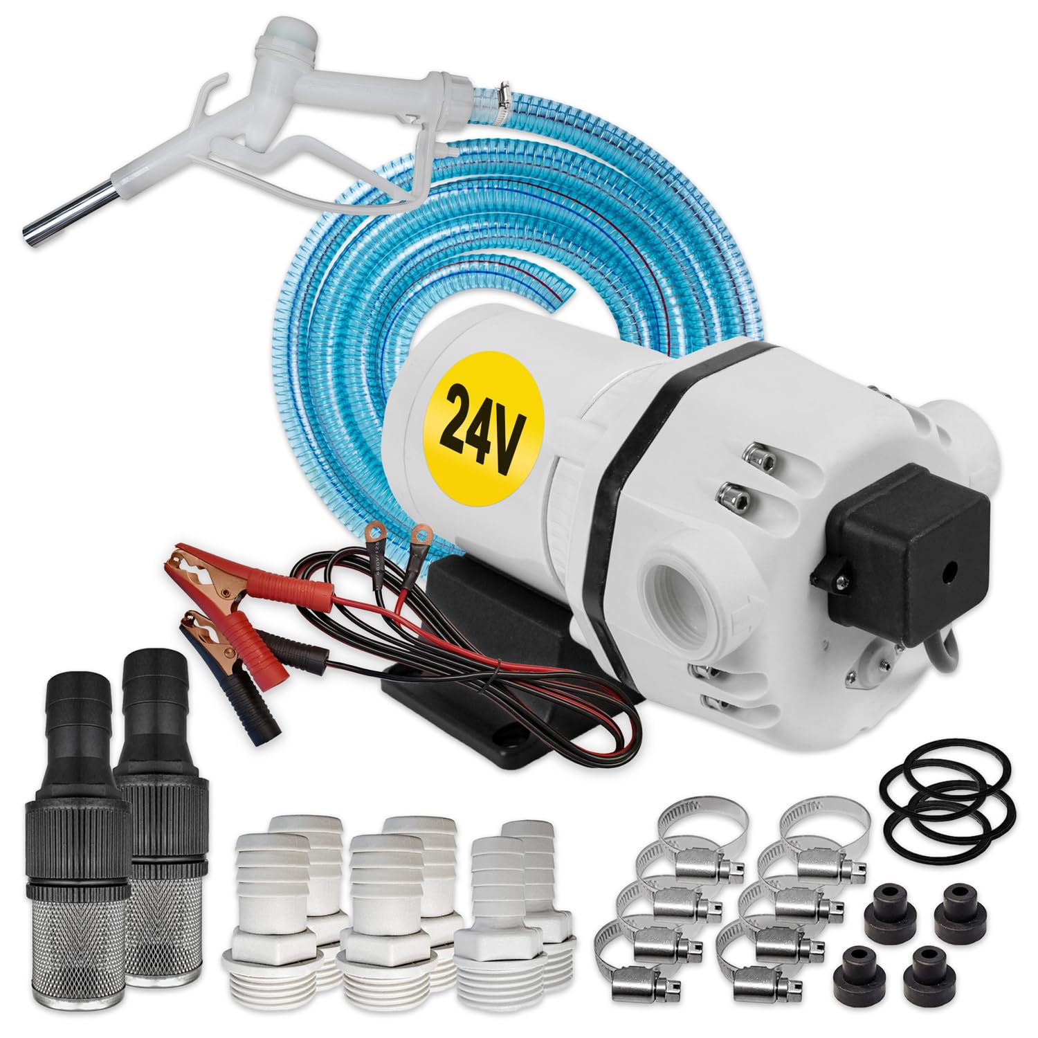 AdBlue®-PUMPE SET UREA HARNSTOFF-PUMPE 24V MEMBRANPUMPE CHEMIKALIENPUMPE SELBSTANSAUGEND ELEKTROMOTOR KUPFERWICKLUNG m. Saug- u. Druckschlauch, Zapf-Pistole, Zubehör JETZT MIT EXTRA-Ersparnis! von AMUR