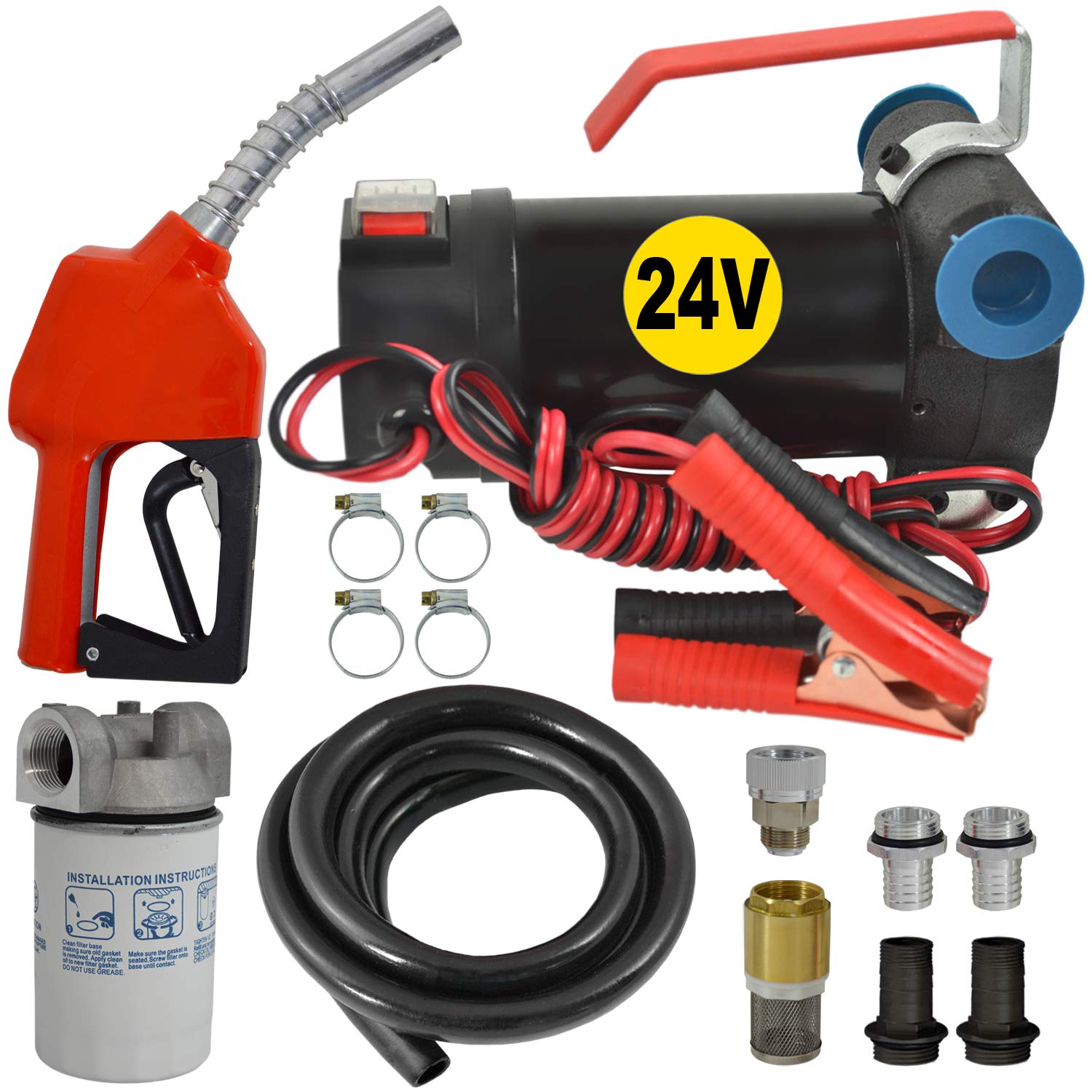 Selbstansaugende Dieselpumpe und Heizölpumpe Ölpumpe Biodiesel Diesel Star 160-2 Elektro Fasspumpe mit 24V Anschluss, Set 6m Gummi Schlauch, Automatik Zapfpistole, Diesel-Filter Selbstansaugende Dieselpumpe und Heizölpumpe Ölpumpe Biodiesel Diesel Star 160-2 Elektro Fasspumpe mit 24V Anschluss, Set 6m Gummi Schlauch, Automatik Zapfpistole, Diesel-Filter von AMUR