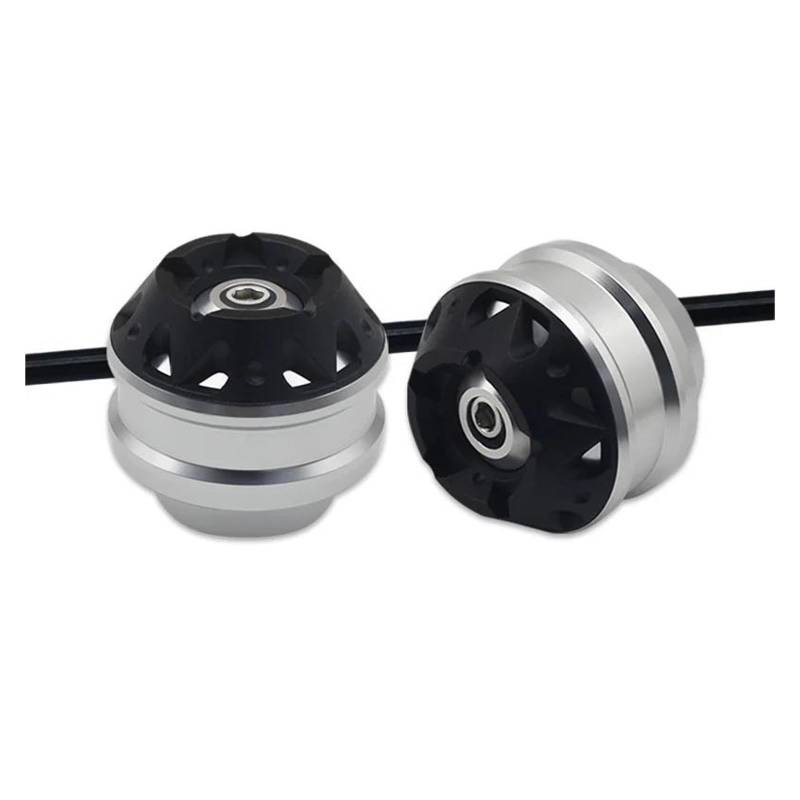 AMYALIN Motorrad Sturzschutz Sturzpads Für YA&MAHA MT-07 MT-09 FZ-09 FJ-09 XSR700 XSR900 Motorrad Rad Schutz Vorne Hinterachse Gabel Crash Slider(Silber,Vorne) von AMYALIN