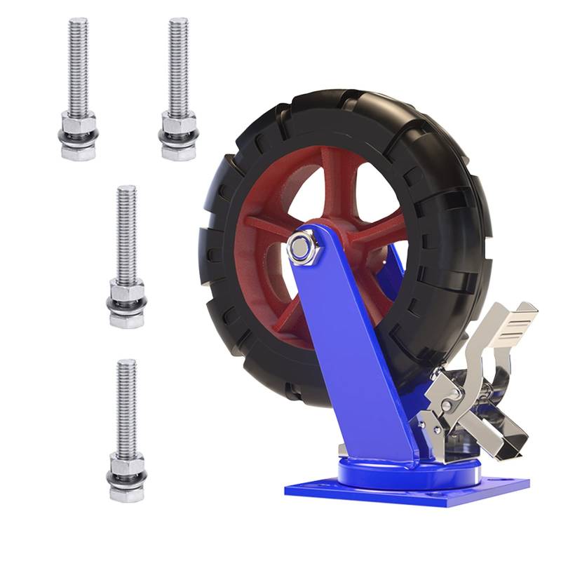 Satz von 4 Rädern für Möbel 1 Stück 10 Zoll Schwenkbare Industrierolle mit Bremse, Bockrolle mit Schrauben und Kugellager, Möbelrollen for Werkbank(Brake) von AMZBNEIDI