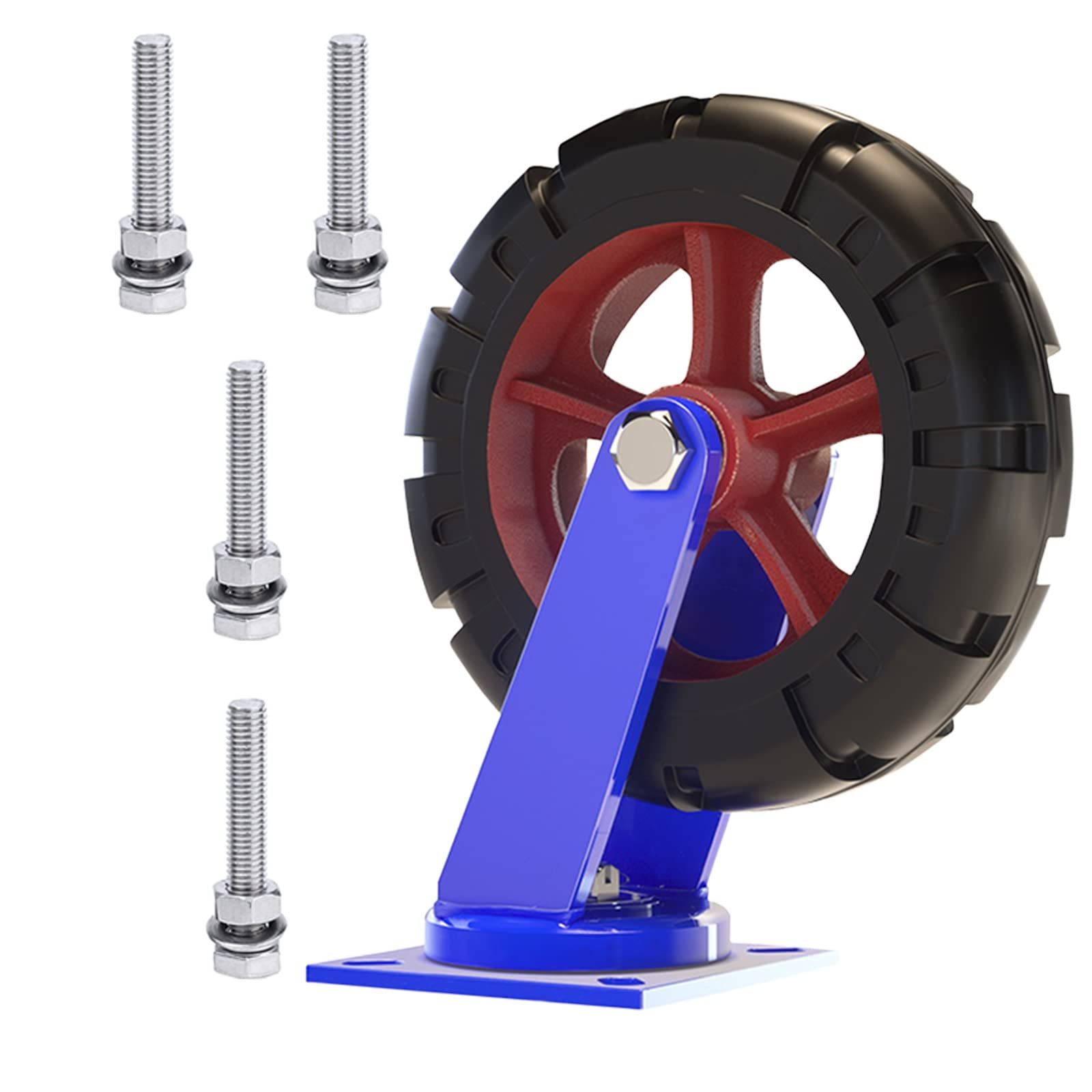 Satz von 4 Rädern für Möbel 1 Stück 10 Zoll Schwenkbare Industrierolle mit Bremse, Bockrolle mit Schrauben und Kugellager, Möbelrollen for Werkbank(Swivel) von AMZBNEIDI