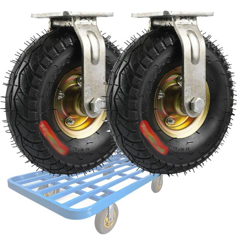 Satz von 4 Rädern für Möbel 2 Stück hochelastische Gummirollen, Lenkrollen for Trolleys, pneumatische Lenkrollen, geräuschlos, Handwagenrad, Ersatzrad(Fixed,150mm/6in) von AMZBNEIDI