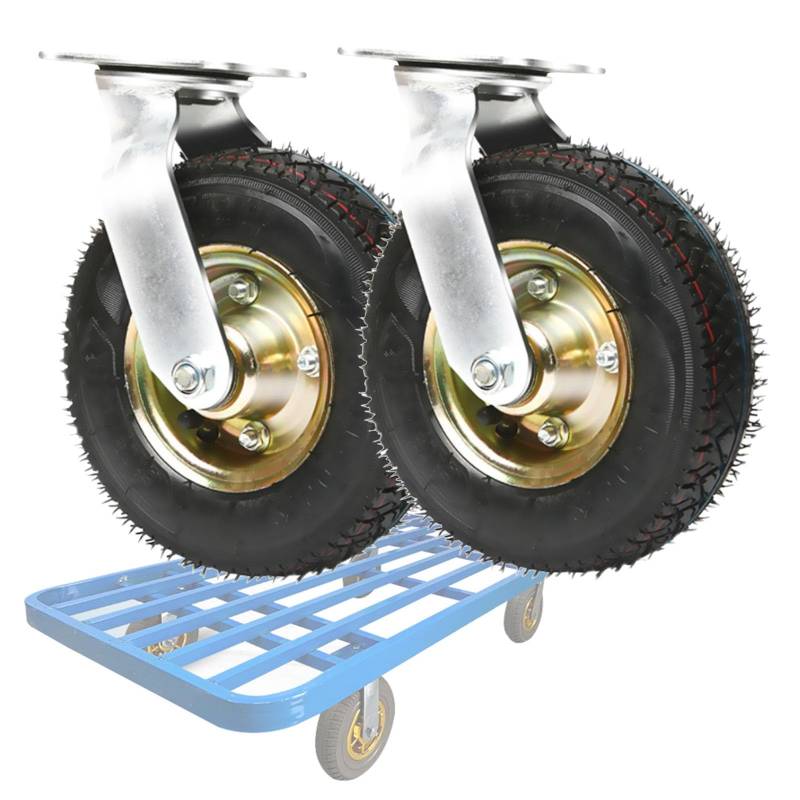 Satz von 4 Rädern für Möbel 2 Stück hochelastische Gummirollen, Lenkrollen for Trolleys, pneumatische Lenkrollen, geräuschlos, Handwagenrad, Ersatzrad(Swivel,150mm/6in) von AMZBNEIDI