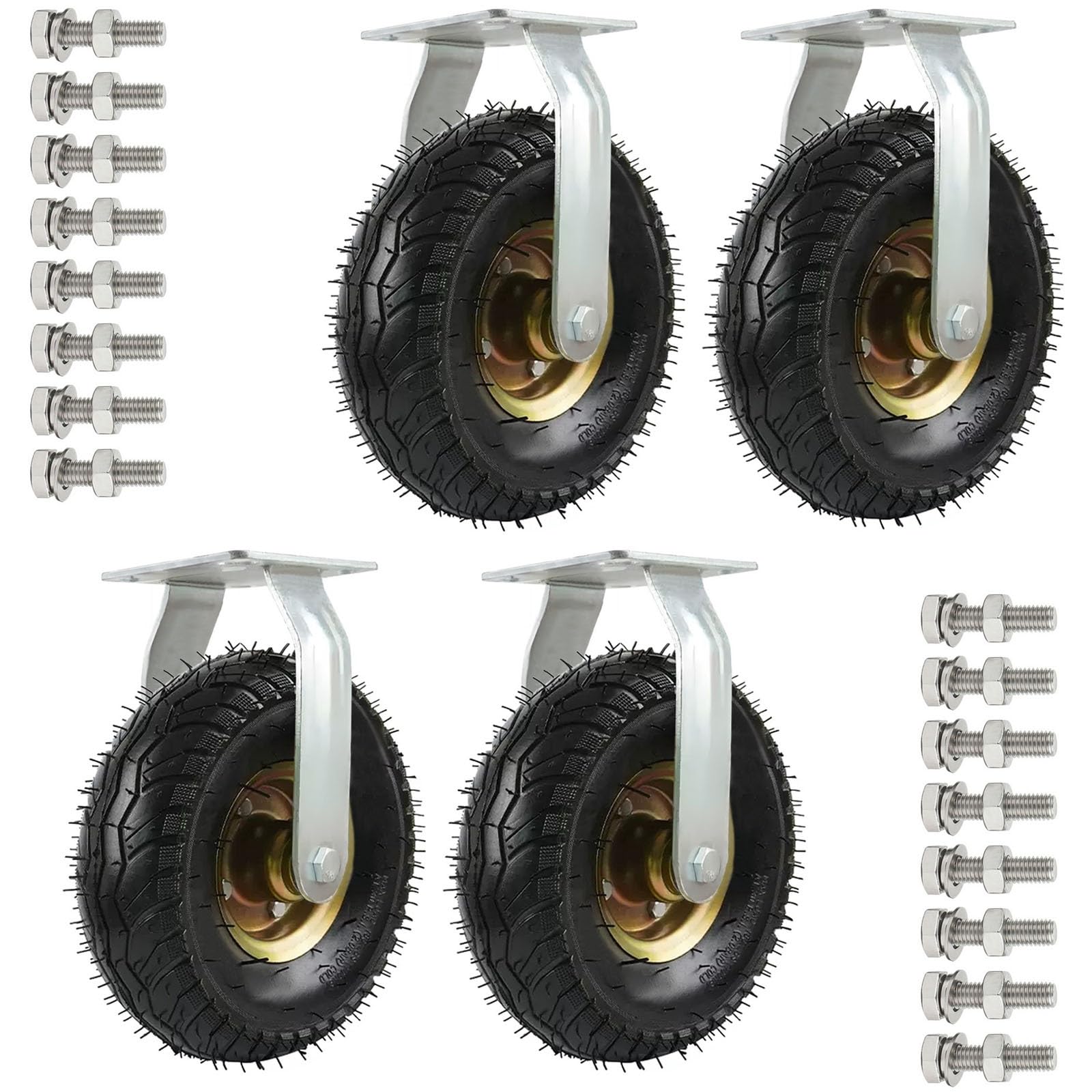 Satz von 4 Rädern für Möbel Bockrolle for Industrie, Gummi-Lenkrolle, pneumatischer Schlauch, luftgefüllt, for Handwagen und Schubkarren(Fixed,15cm/6in) von AMZBNEIDI