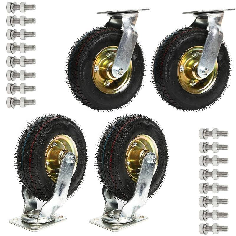 Satz von 4 Rädern für Möbel Bockrolle for Industrie, Gummi-Lenkrolle, pneumatischer Schlauch, luftgefüllt, for Handwagen und Schubkarren(Swivel,15cm/6in) von AMZBNEIDI