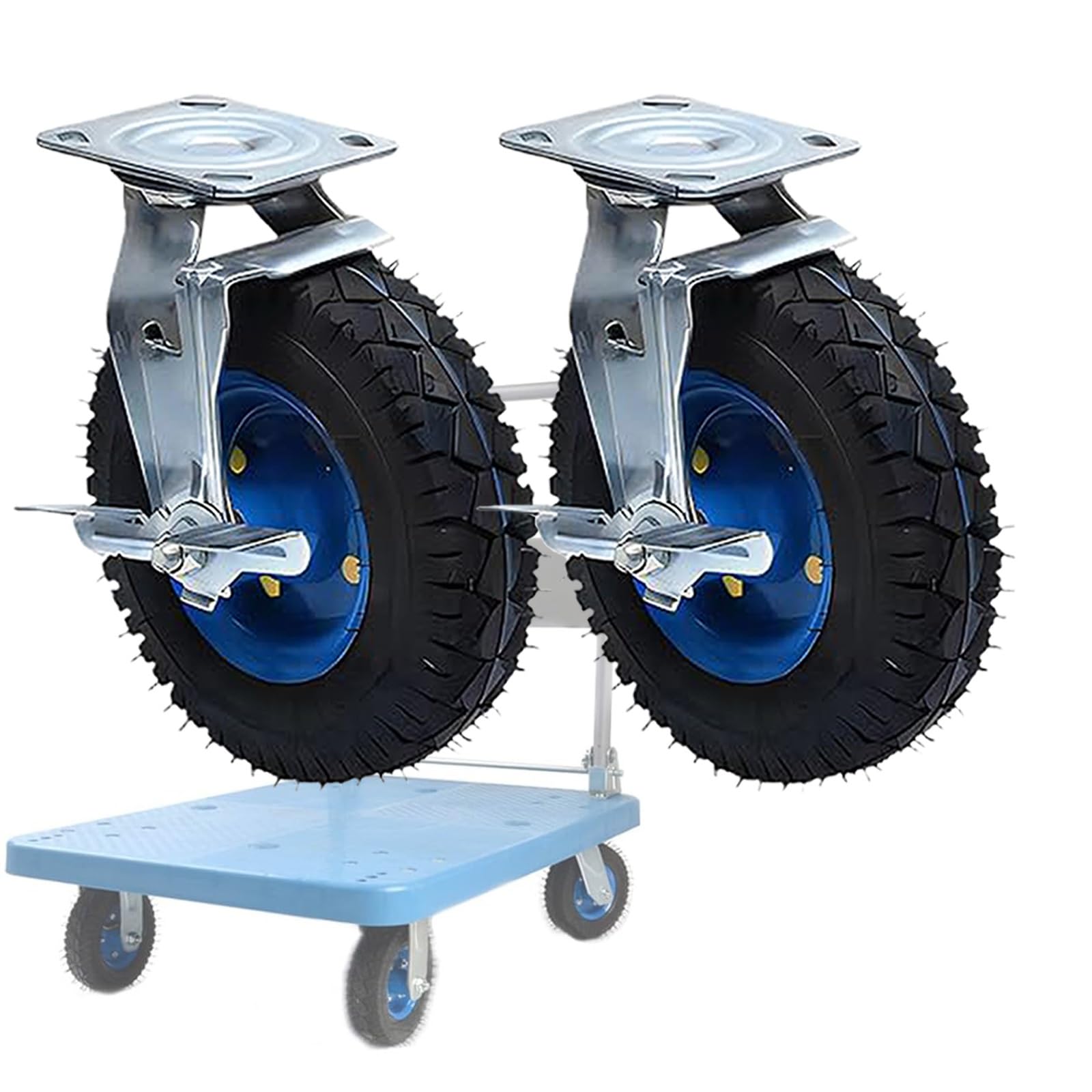 Satz von 4 Rädern für Möbel Ersatz-Fußrad for Handwagen und Schubkarren, Lenk-/Bockrolle 2 Stück, mit Bremsen, Schwerlastrolle, 6 Zoll, 8 Zoll, 10 Zoll(10" Brakes) von AMZBNEIDI