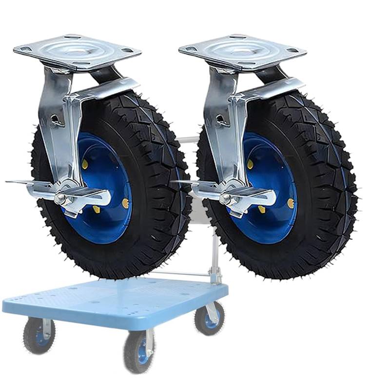 Satz von 4 Rädern für Möbel Ersatz-Fußrad for Handwagen und Schubkarren, Lenk-/Bockrolle 2 Stück, mit Bremsen, Schwerlastrolle, 6 Zoll, 8 Zoll, 10 Zoll(8" Brakes) von AMZBNEIDI