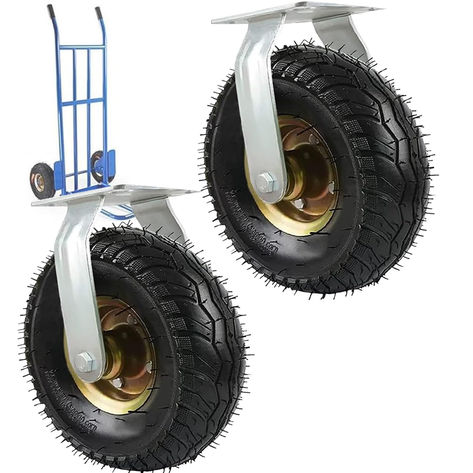 Satz von 4 Rädern für Möbel Ersatzreifen for Sackkarren und Schubkarren, 2er-Set, Hochleistungs-Gummi-Lenkräder, 6 Zoll, 8 Zoll, 10 Zoll, luftgefüllt(Fixed,200mm) von AMZBNEIDI