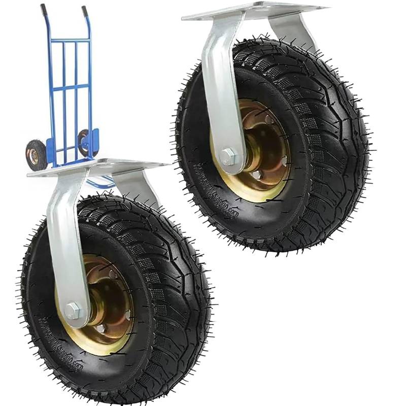 Satz von 4 Rädern für Möbel Ersatzreifen for Sackkarren und Schubkarren, 2er-Set, Hochleistungs-Gummi-Lenkräder, 6 Zoll, 8 Zoll, 10 Zoll, luftgefüllt(Fixed,200mm) von AMZBNEIDI