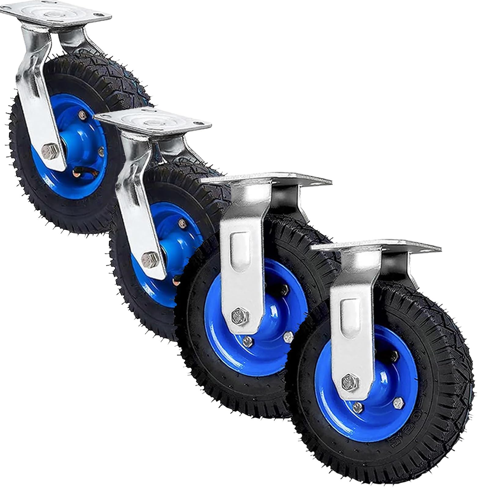 Satz von 4 Rädern für Möbel Industrielle Transportrollen, 2 Lenkrollen und 2 Bockrollen, Ersatzreifen for Handwagen, 6 Zoll, 8 Zoll, 10 Zoll(8in) von AMZBNEIDI