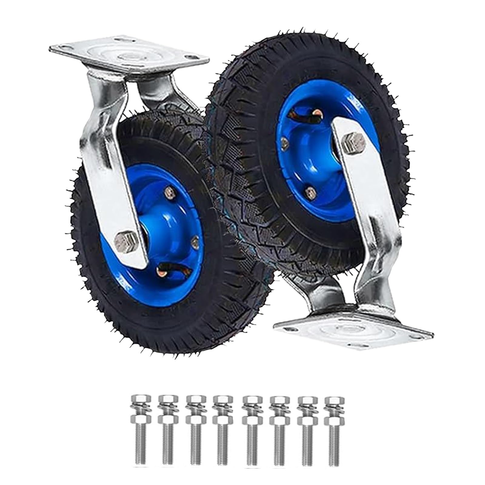 Satz von 4 Rädern für Möbel Möbeltransport-Lenkrollen, Feststehende Lenkrollen, 6 Zoll, 8 Zoll, 10 Zoll, 2 Stück, mit Bremsen, Handwagenrolle(6" Swivel) von AMZBNEIDI