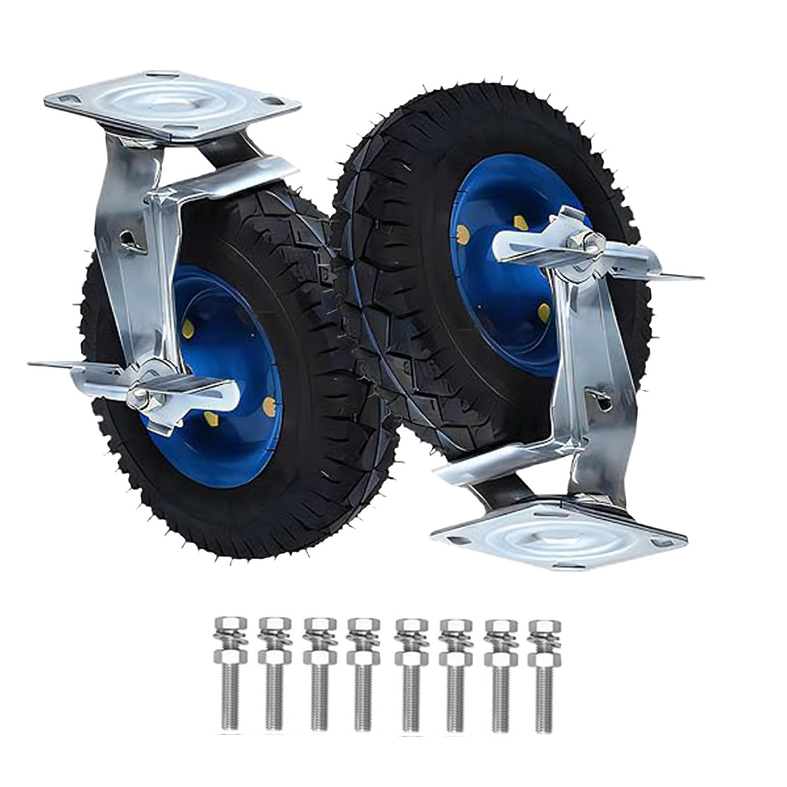Satz von 4 Rädern für Möbel Möbeltransport-Lenkrollen, Feststehende Lenkrollen, 6 Zoll, 8 Zoll, 10 Zoll, 2 Stück, mit Bremsen, Handwagenrolle(8" Brakes) von AMZBNEIDI