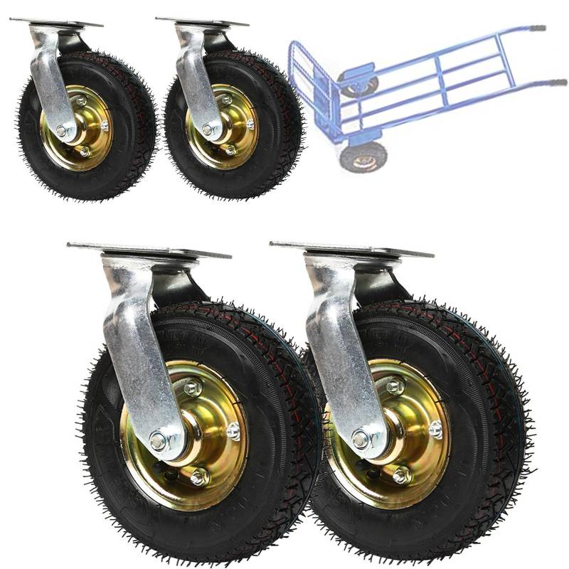 Satz von 4 Rädern für Möbel Pneumatische Lenkrolle, pneumatischer Schlauch, Stoßdämpfung, Trolley-Industrietransportrad, Industrieanwendung(Swivel,150mm/6in) von AMZBNEIDI