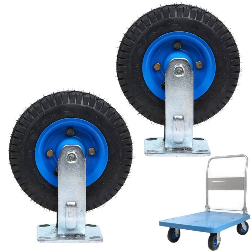Satz von 4 Rädern für Möbel Pneumatische Lenkrolle/Feststehende Hochleistungs-Industrierolle/Ersatz-Gummirollen mit Bremsen, Satz mit 2.440 Pfund pro Rolle(Fixed,Ø200mm/8in) von AMZBNEIDI