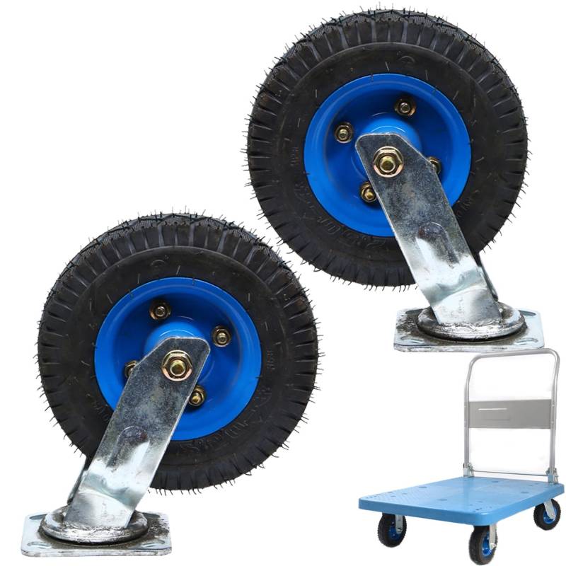 Satz von 4 Rädern für Möbel Pneumatische Lenkrolle/Feststehende Hochleistungs-Industrierolle/Ersatz-Gummirollen mit Bremsen, Satz mit 2.440 Pfund pro Rolle(Swivel,Ø200mm/8in) von AMZBNEIDI