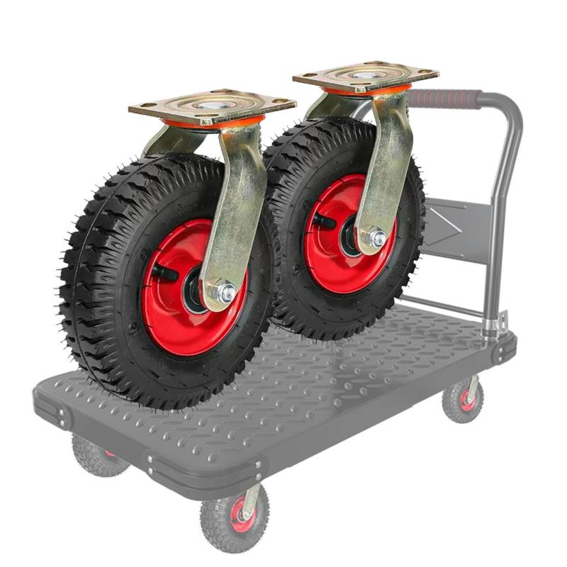 Satz von 4 Rädern für Möbel Pneumatisches Gummi-Lenkrad, Stoßdämpfung, Transportrolle, mit Schrauben, Trolley-Räder, Ersatzrad, mit Kugellager(Swivel,8"(200mm)) von AMZBNEIDI