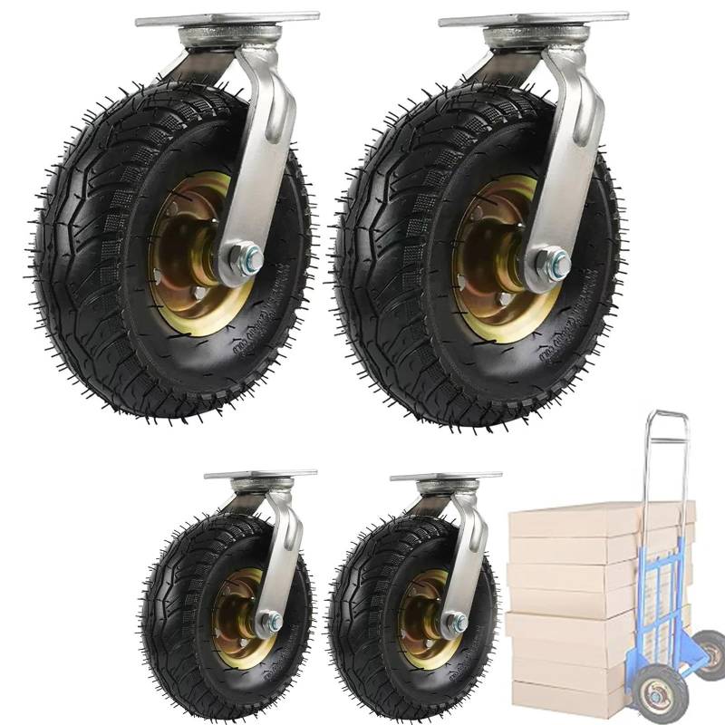 Satz von 4 Rädern für Möbel Schubkarrenreifen, mit Reifenadern, mit Kugellagern, luftgefülltes pneumatisches Rad, for Handwagen/Gartenwagen(Swivel,150mm/6in) von AMZBNEIDI