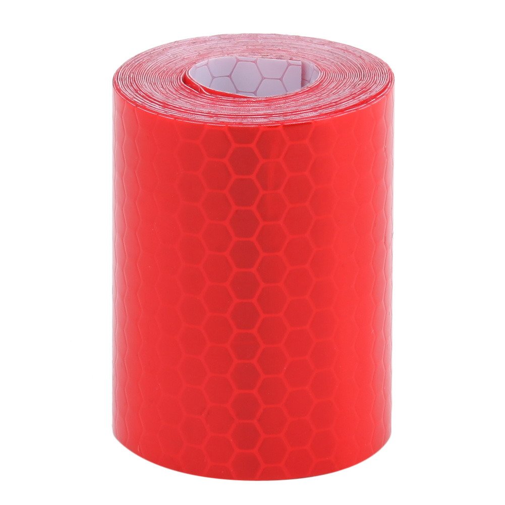 AMZLORD 3D Carbon Fiber Vinyl Folie Aufkleber Roll Wrap (5 x 300 cm) Rot Carbonfolie Autofolie Dekorstreifen Universal Selbstklebend Reflektierender Warnaufkleber Vinyl Wickelband for Auto von AMZLORD