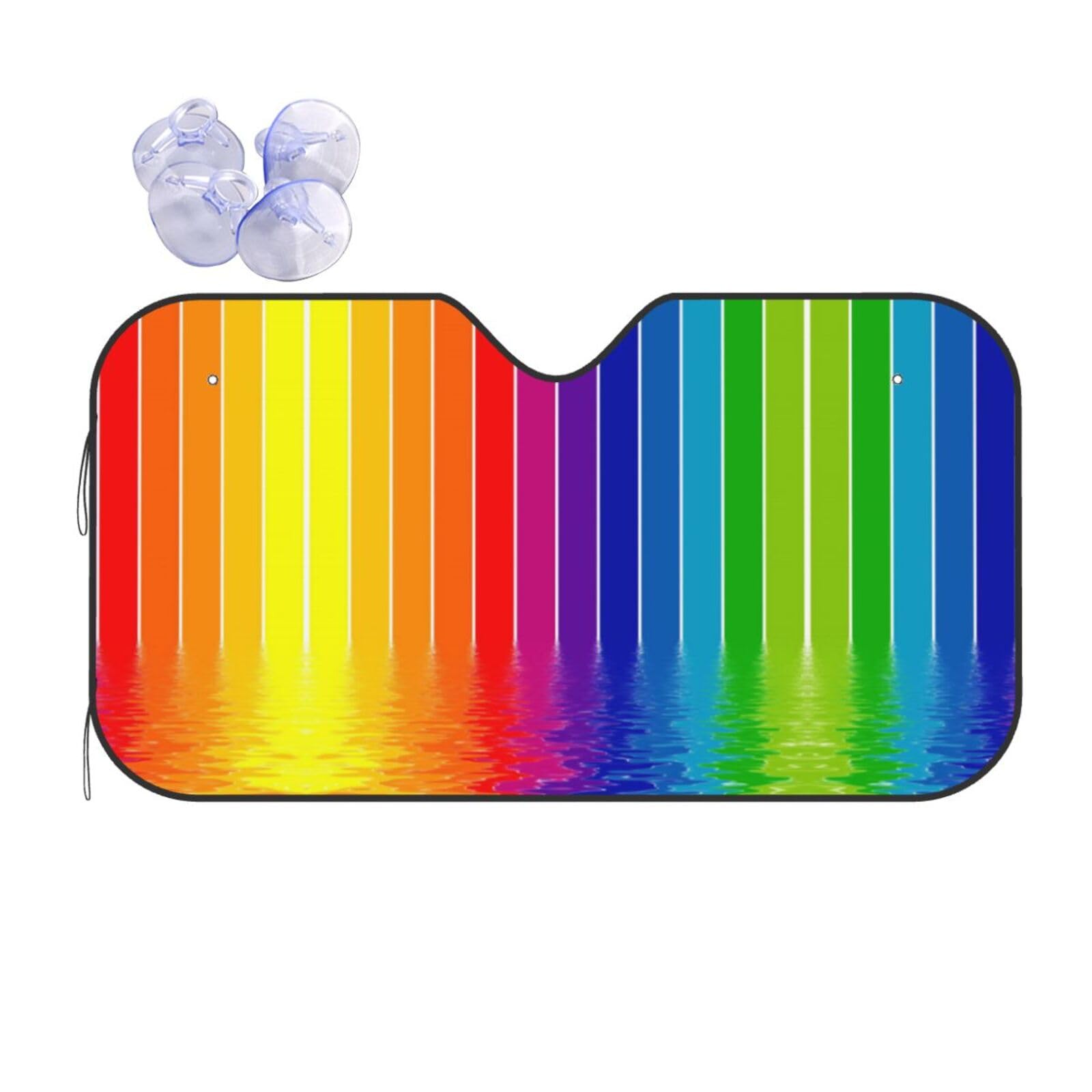 Regenbogen Streifen Windschutzscheibe Sonnenschutz für Auto Hitzereflektierend Faltbar Sonnenblende mit Saugnäpfen UV-Block Regenbogen Streifen Windschutzscheibe Sonnenschutz für Auto Hitzereflektierend Faltbar Sonnenblende mit Saugnäpfen UV-Block von ANABPRMA