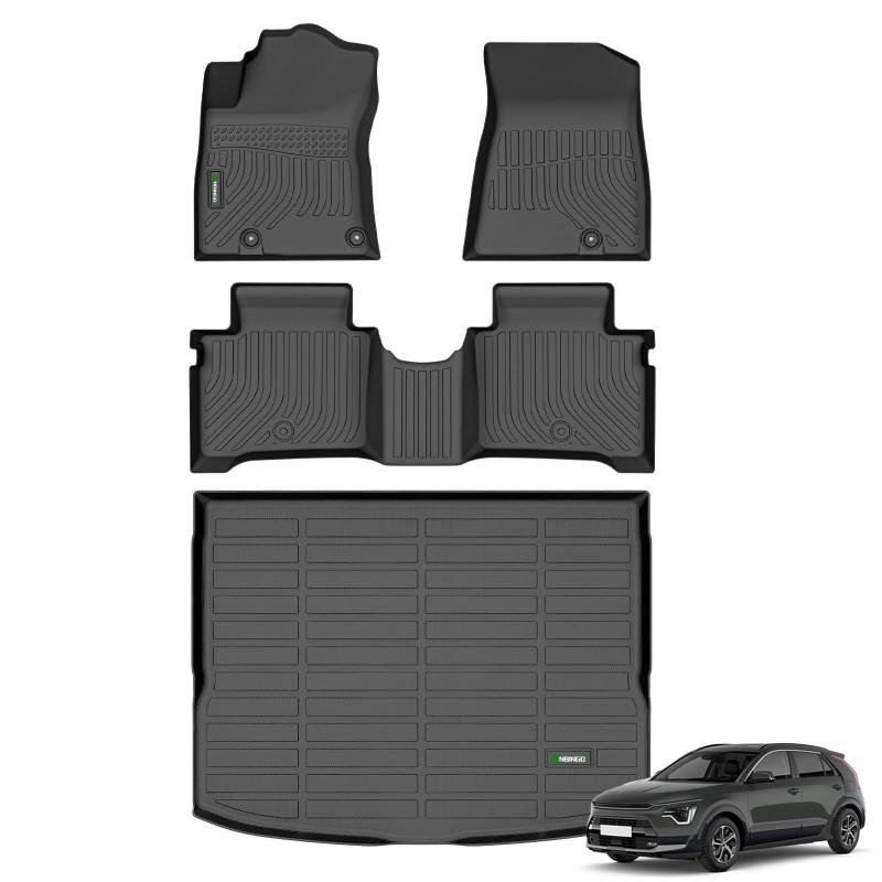 ANBINGO® - Bodenmatten & Cargo Liner Custom für Kia NIRO 2023 Allwetterschutz TPE Wasserdicht rutschfeste Auto Fußmatten 1., 2. Reihe Set & Cargo Mat -Schwarz von ANBINGO
