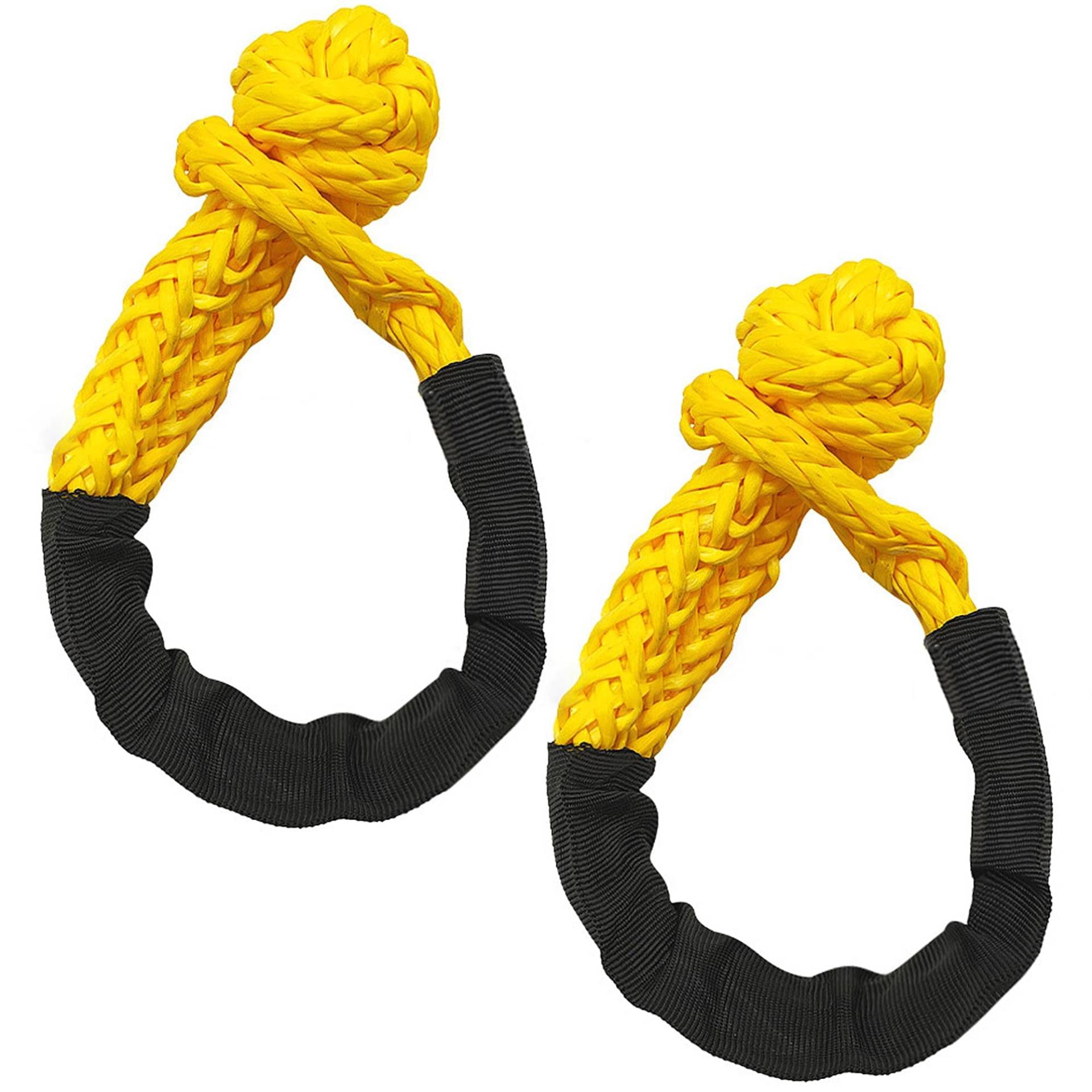 2 Stück Soft Schäkel, Starke Schäkel, 17T Bruchfestigkeit Schäkel Recovery Seil zur Anhängerrettung (Gelb, 12mm x 55cm) von ANBOO