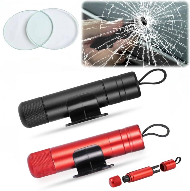 ANBOO 2 Stück Notfallhammer Auto mit Gurtschneider,Gurtschneider Notfallhammer,Nothammer Auto mit Gurtschneider tüv,Sicherheitshammer Mit Gurtschneider,Tragbarer Fensterbrecher,Emergency Hammer von ANBOO