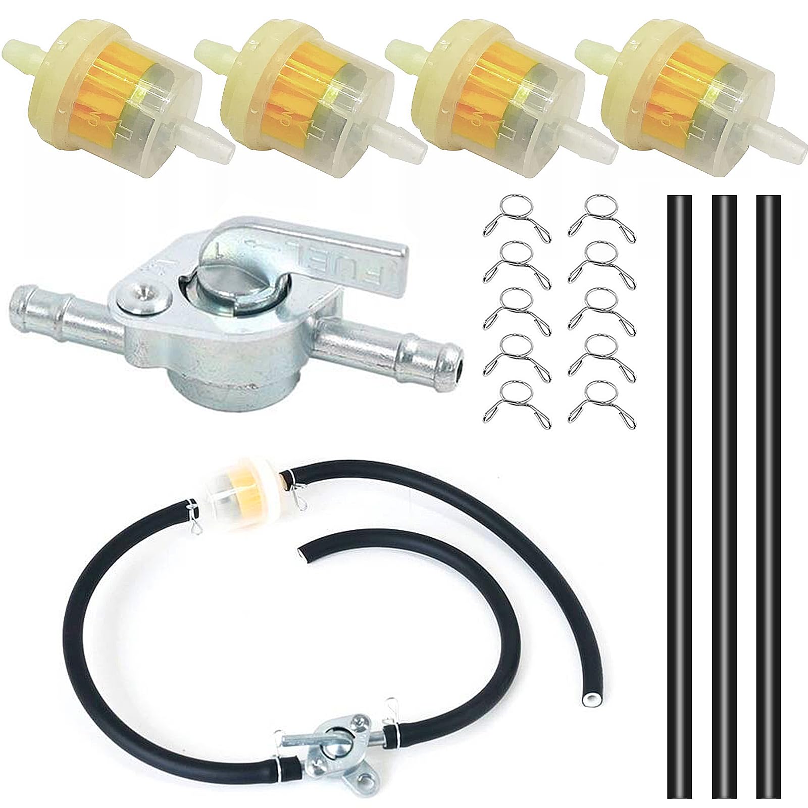 Benzinschlauch Kit, Motorrad Benzinfilter Mofa, Benzinschlauch Set Inkl 3 Stück 15cm Kraftstoffleitung 5mm + 4 Stück 5mm Benzinfilter + 10 Stück Schlauchschellen für Auto Motorrad Roller Rasenmäher Benzinschlauch Kit, Motorrad Benzinfilter Mofa, Benzinschlauch Set Inkl 3 Stück 15cm Kraftstoffleitung 5mm + 4 Stück 5mm Benzinfilter + 10 Stück Schlauchschellen für Auto Motorrad Roller Rasenmäher von ANBOO
