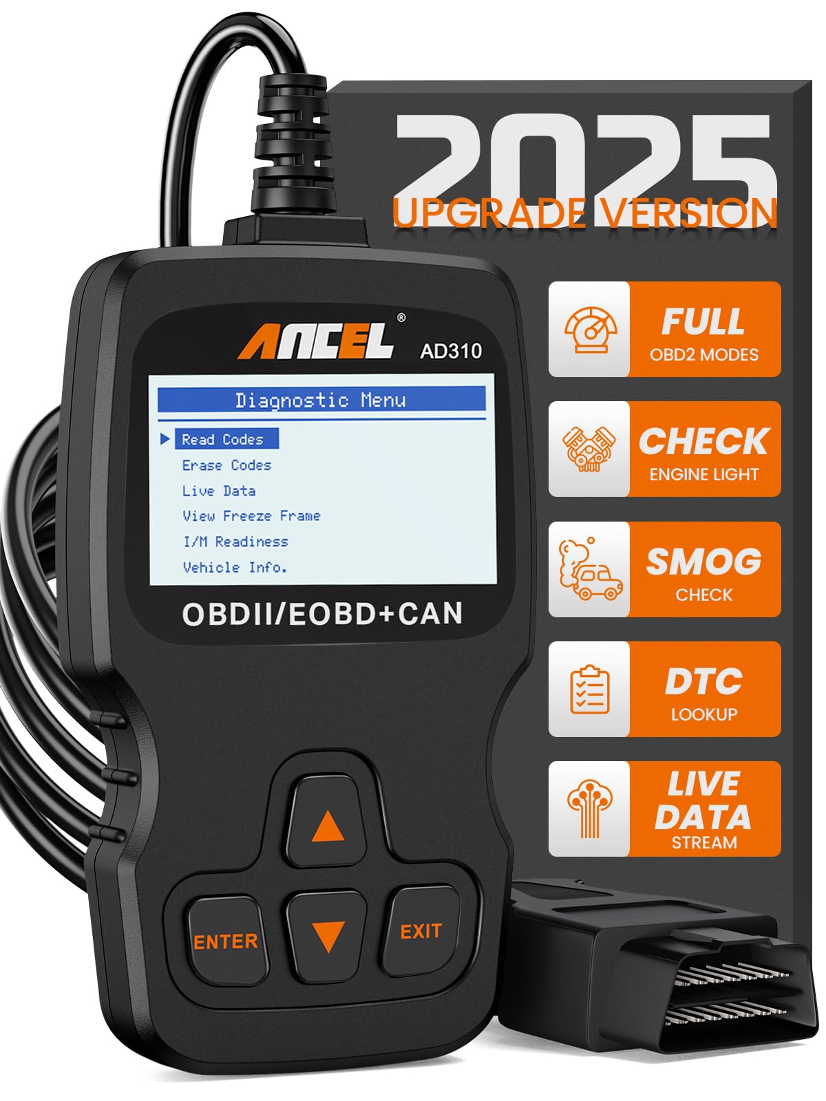 ANCEL AD310 OBD2 Diagnosegerät, Universal Auto Auslesegerät für Alle Fahrzeuge nach 2000, KFZ Motor Fehlerauslesegerät Lesegerät mit OBDii Funktionen für OBDII/EOBD-Protokoll (Deutsch) von ANCEL