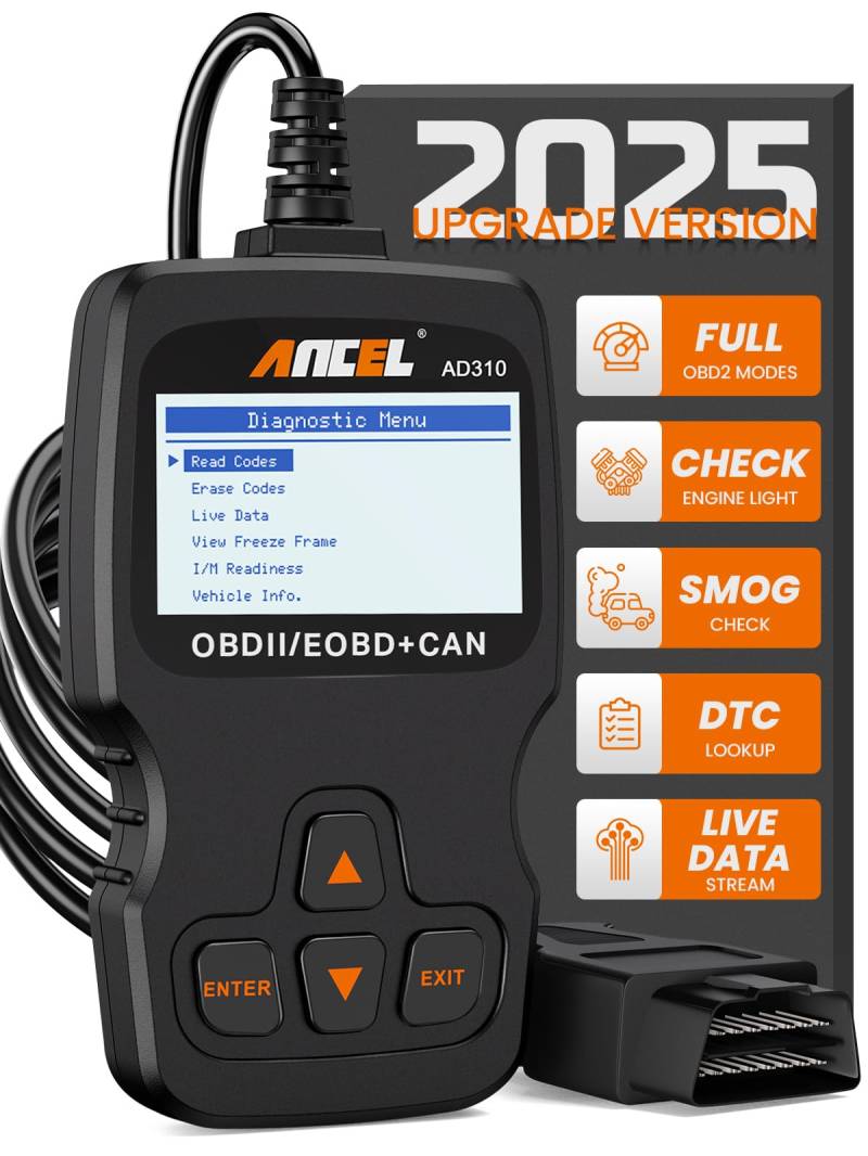 ANCEL AD310 OBD2 Diagnosegerät, Universal Auto Auslesegerät für Alle Fahrzeuge nach 2000, KFZ Motor Fehlerauslesegerät Lesegerät mit OBDii Funktionen für OBDII/EOBD-Protokoll (Deutsch) von ANCEL
