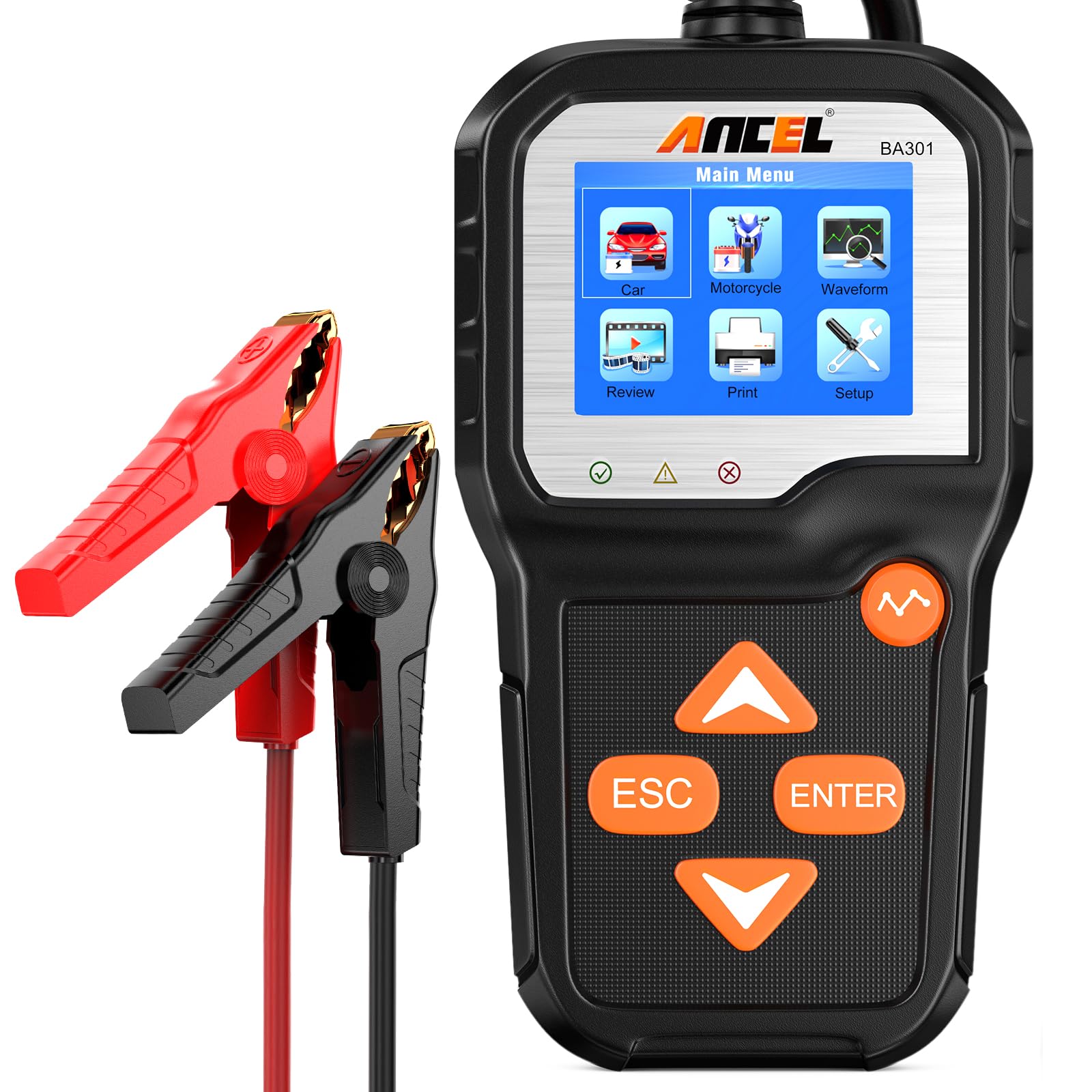 ANCEL BA301 Batterietester KFZ 6V/12V 100-2000 CCA Autobatterie Tester mit Batterieladetest Anlasstest Batterieprüfer Funktion, Digitaler Autobatterie-Analysator für PKW LKW ATV SUV Boot Moto ANCEL BA301 Batterietester KFZ 6V/12V 100-2000 CCA Autobatterie Tester mit Batterieladetest Anlasstest Batterieprüfer Funktion, Digitaler Autobatterie-Analysator für PKW LKW ATV SUV Boot Moto von ANCEL