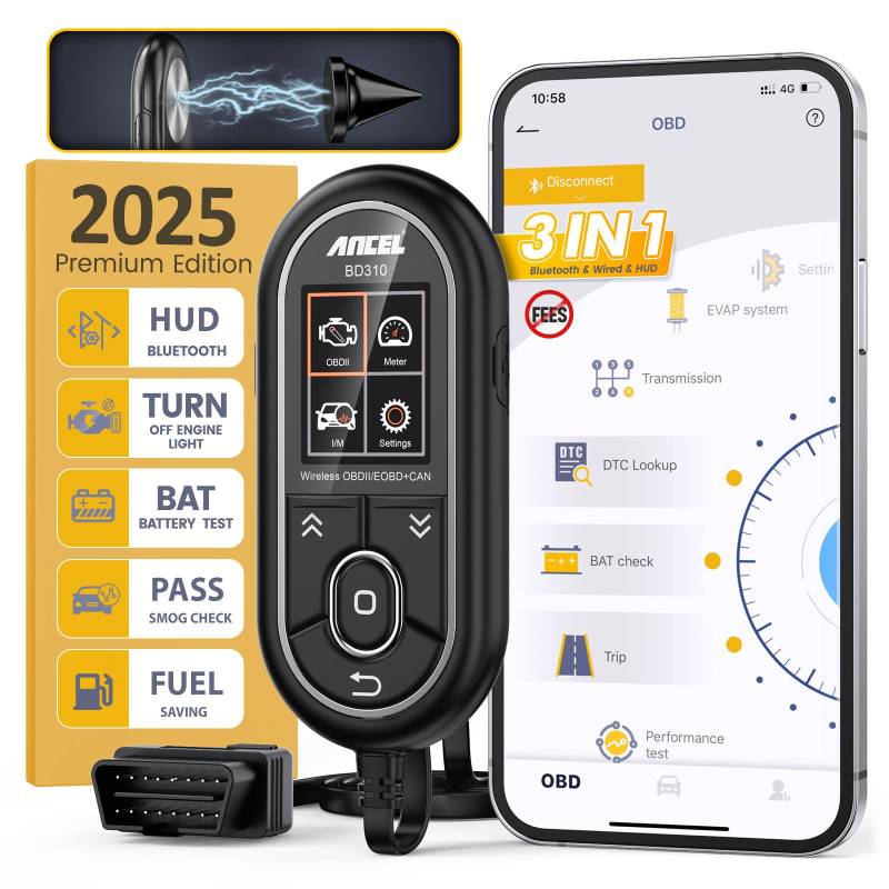 ANCEL BD310 2-in-1 Diagnosegerät OBD2 Scanner Codeleser Auto Reise Computer Auto Gesundheit Monitor & Echtzeit-Leistungsmonitor von ANCEL
