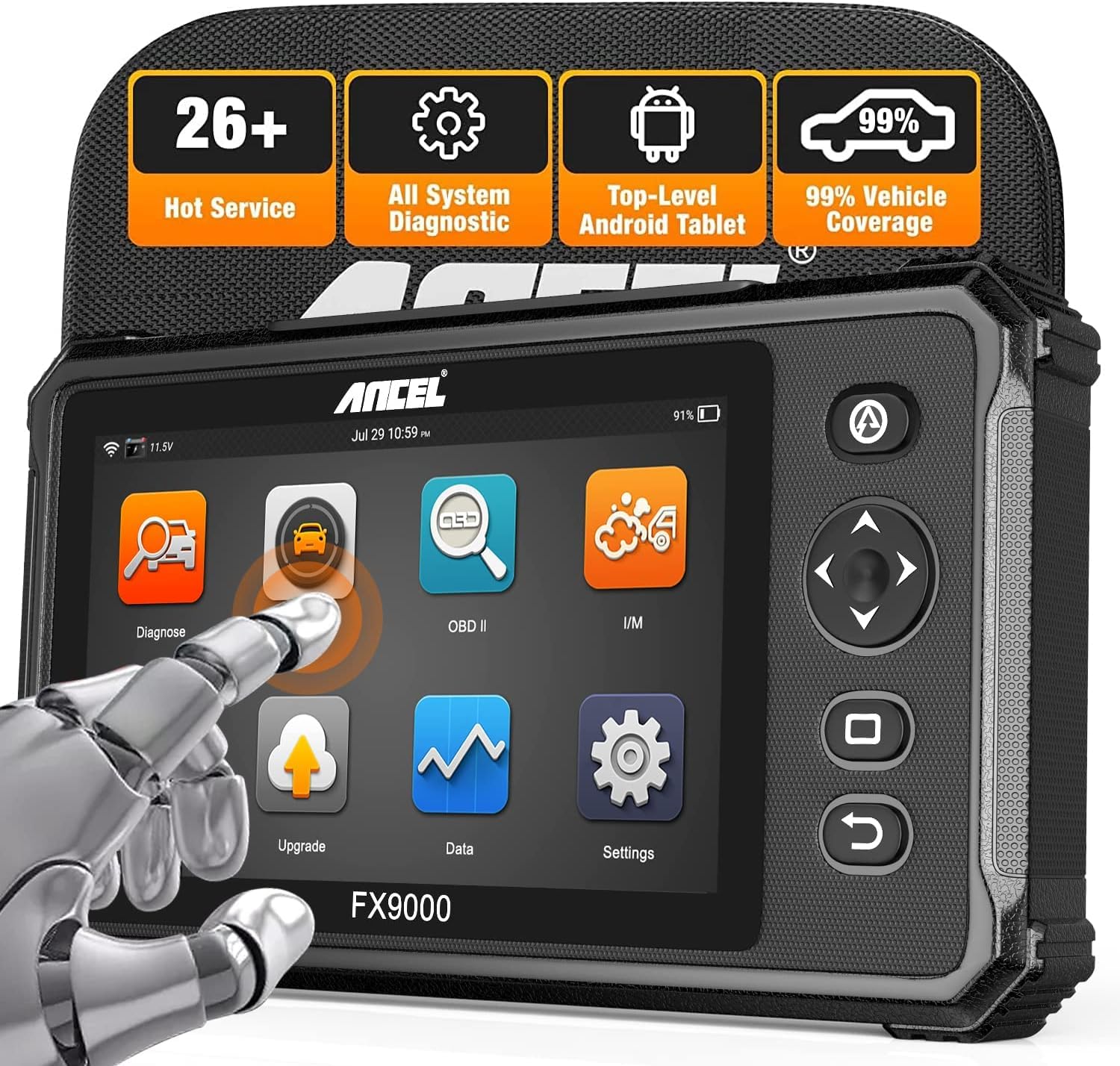 ANCEL FX9000 OBD2 Diagnosegerät für Alle Fahrzeuge, Alles Systemdiagnosen & 26 Servicefunktionen Kfz Diagnosegerät Auto OBDII Scanner mit ABS BMS TPS DPF IMMO SAS EPB TPMS AFS Öl Reset Auslesegerät von ANCEL