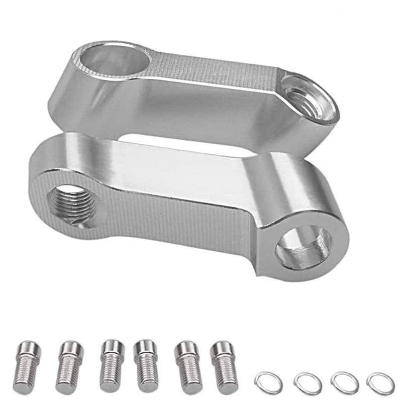 ANCLLO Riser Extender Adapter für Motorrad Spiegelhalterung, 10mm oder 8mm Adapter Kit für Riser Montage Adapter Für CB400 VTEC CB1300 CB1100 CB500F CB600F - Silber von ANCLLO