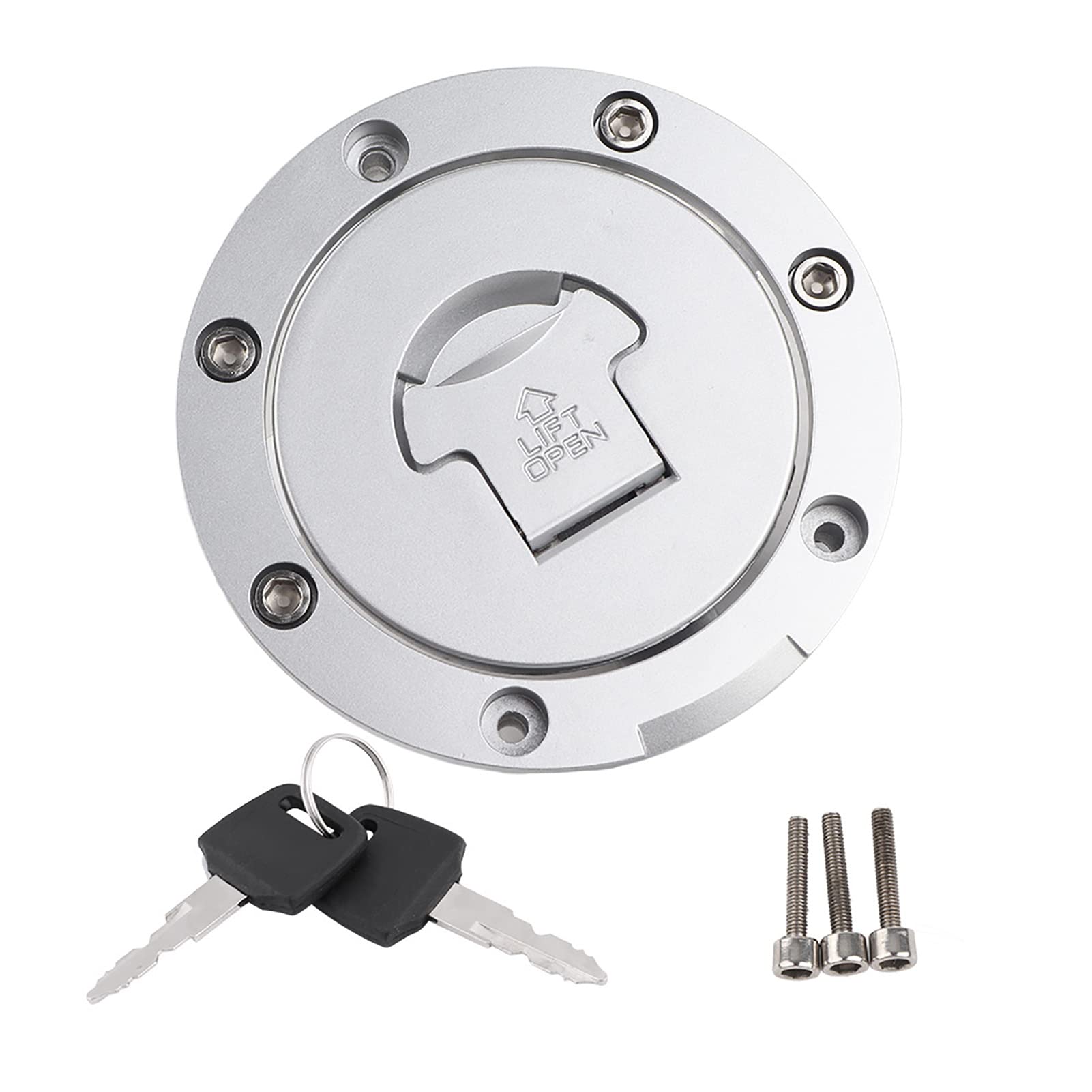Kraftstoffgasankdeckel -Abdeckungsschlüssel aus Edelstahl aus Edelstahl für CBR600RR CBR600F4 F4I 2001 2014 mit 2 Tasten 3 Schrauben Kraftstoffgasankdeckel -Abdeckungsschlüssel aus Edelstahl aus Edelstahl für CBR600RR CBR600F4 F4I 2001 2014 mit 2 Tasten 3 Schrauben von ANGGREK