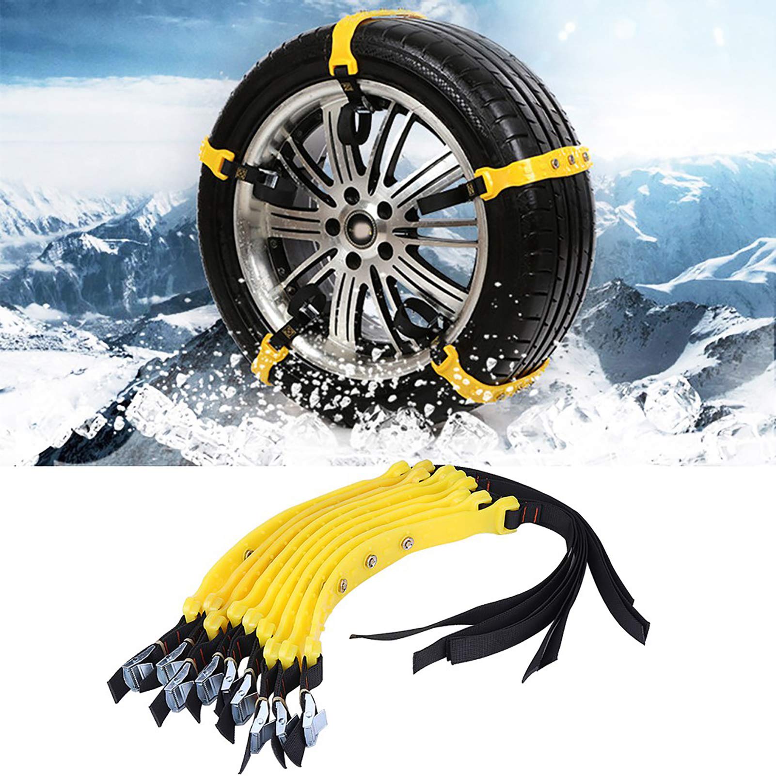 Reifenkette, 10 Stück Anti-Rutsch-Autoreifenriemen 185-225mm Universal Car Snow Reifenkette für PKW SUV SUV Snow Security Reifenketten von ANGGREK