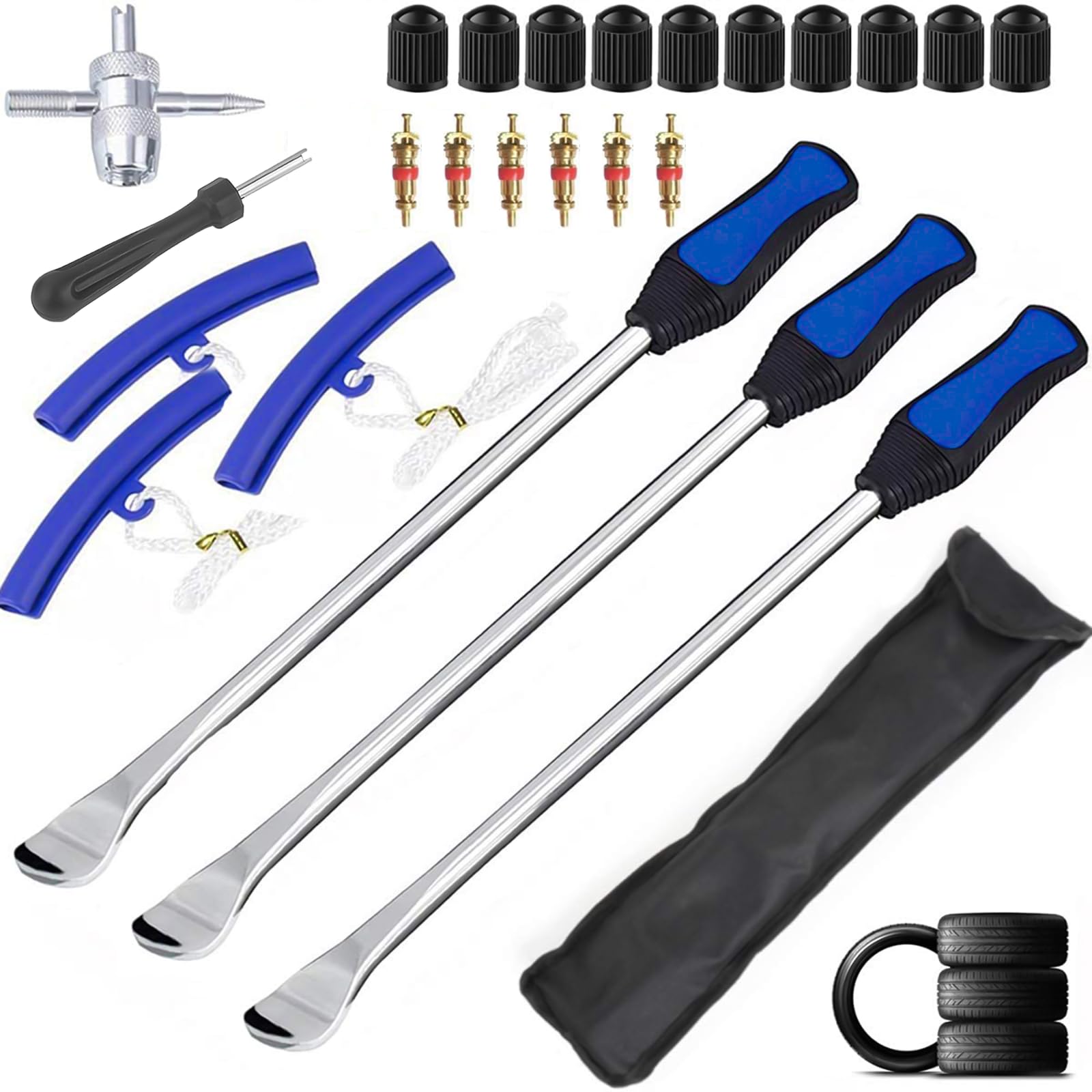 ANGNYA 14.5" Reifenheber Reifen Montiereisen Montierhebel Werkzeug Tire Spoons Lever Iron Tool Kits mit 3 Felgenschützern Reifenwechselset für Motorrad Fahrrad Reifen ANGNYA 14.5" Reifenheber Reifen Montiereisen Montierhebel Werkzeug Tire Spoons Lever Iron Tool Kits mit 3 Felgenschützern Reifenwechselset für Motorrad Fahrrad Reifen von ANGNYA