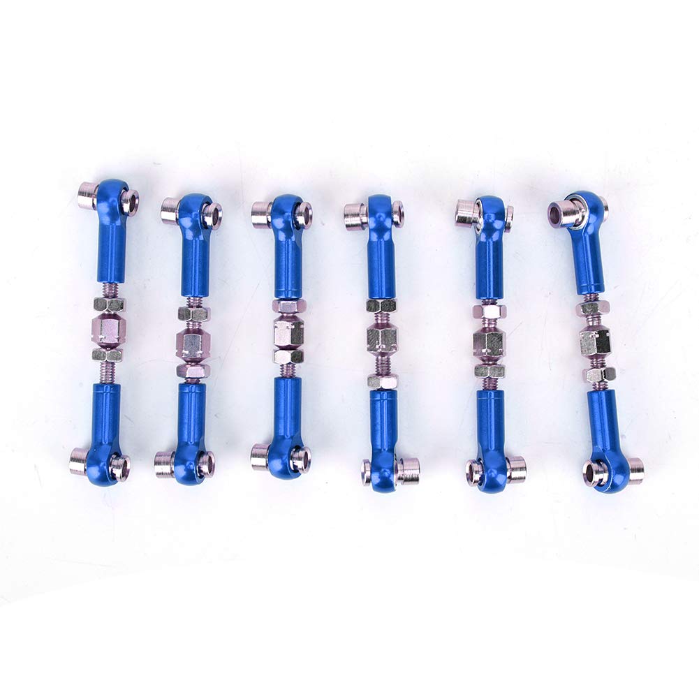 6 PCs Einstellbare Servo -Links Spurstange Set hochpräzision langlebiger Aluminium -Legierung RC -Autozubehör für 1/10 Buggy Touring Car Truck Drift Fahrzeugreparatur (Dunkelblau) von ANKROYU