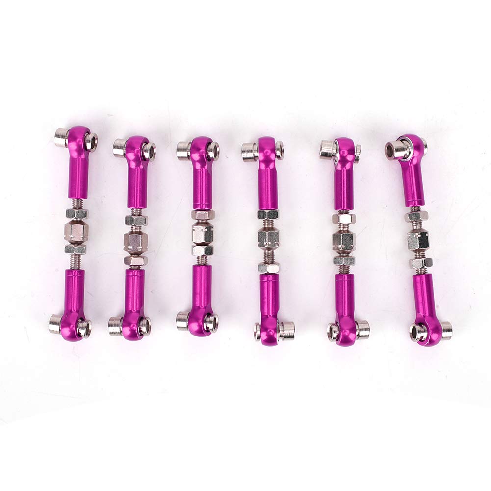6 PCs Einstellbare Servo -Links Spurstange Set hochpräzision langlebiger Aluminium -Legierung RC -Autozubehör für 1/10 Buggy Touring Car Truck Drift Fahrzeugreparatur (Lila) von ANKROYU